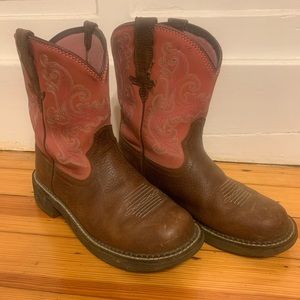 Ariat Pink Brown Cowgirl Boots